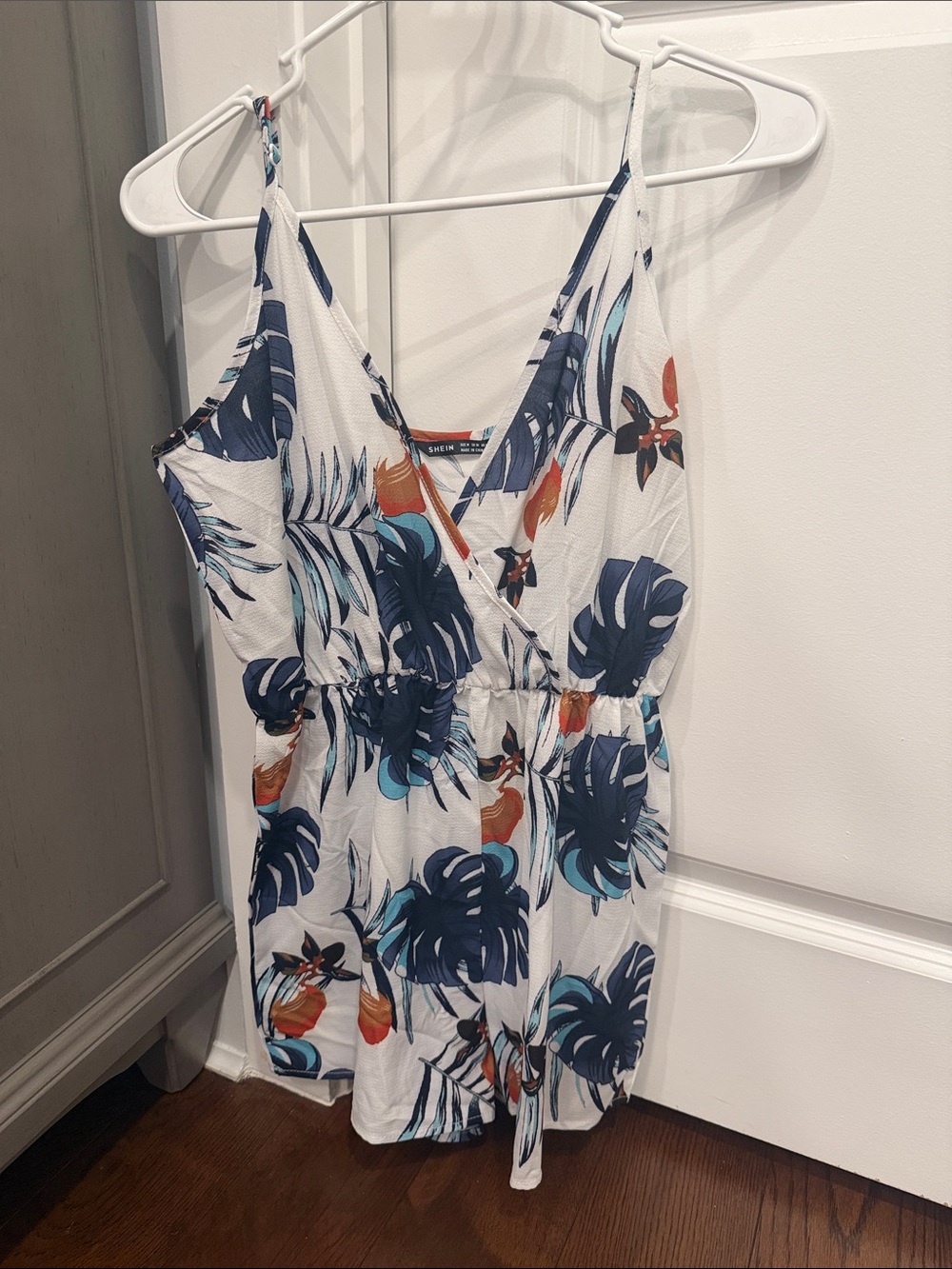 SHEIN White Tropical Print Romper